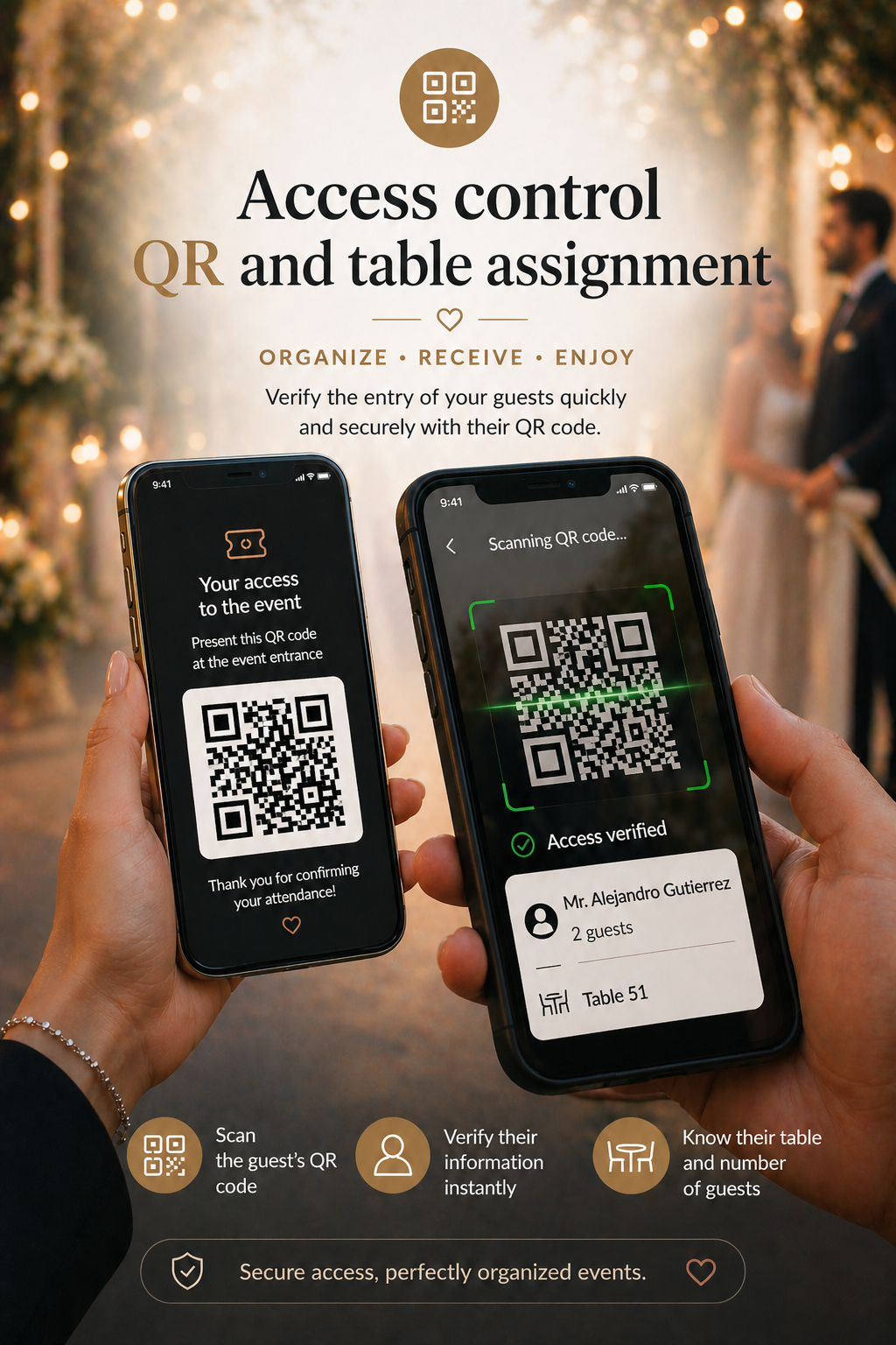 Control de acceso QR y asignación de mesa